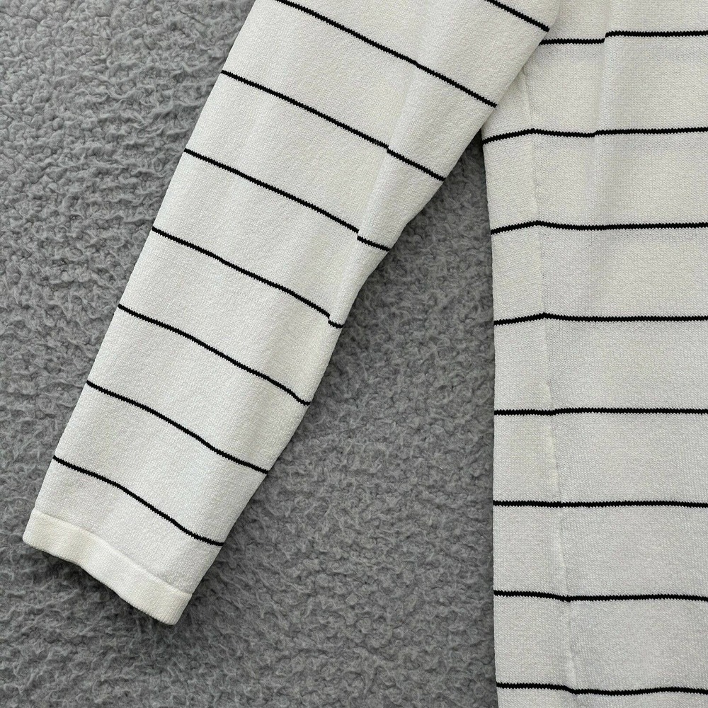 White House Black Market Women Blouse White Striped Beaded Long Sleeve Size XS - Picture 3 of 12